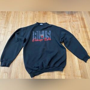 Vintage Men L Chicago Bulls Black Pullover Sweater Sweatshirt NBA Logo 7